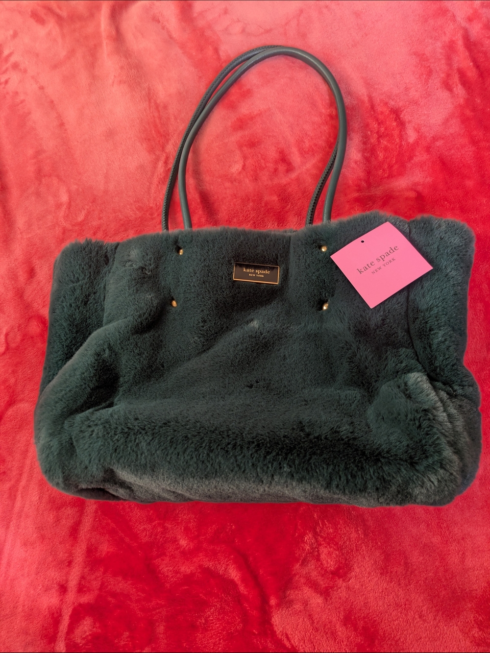Kate Spade Everything Tote Faux Fur Medium Tote In Pine Grove - Picture 2 of 12